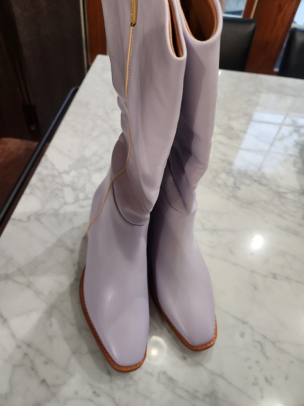 FSJ Lilac Knee-High Heeled Boots, BRAND NEW with Box.
